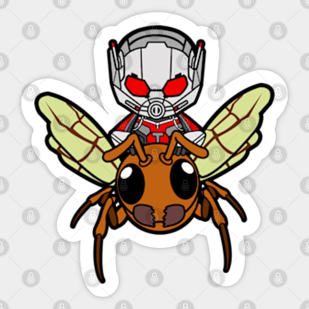 Antman riding Ant Sticker by mighty corps studio